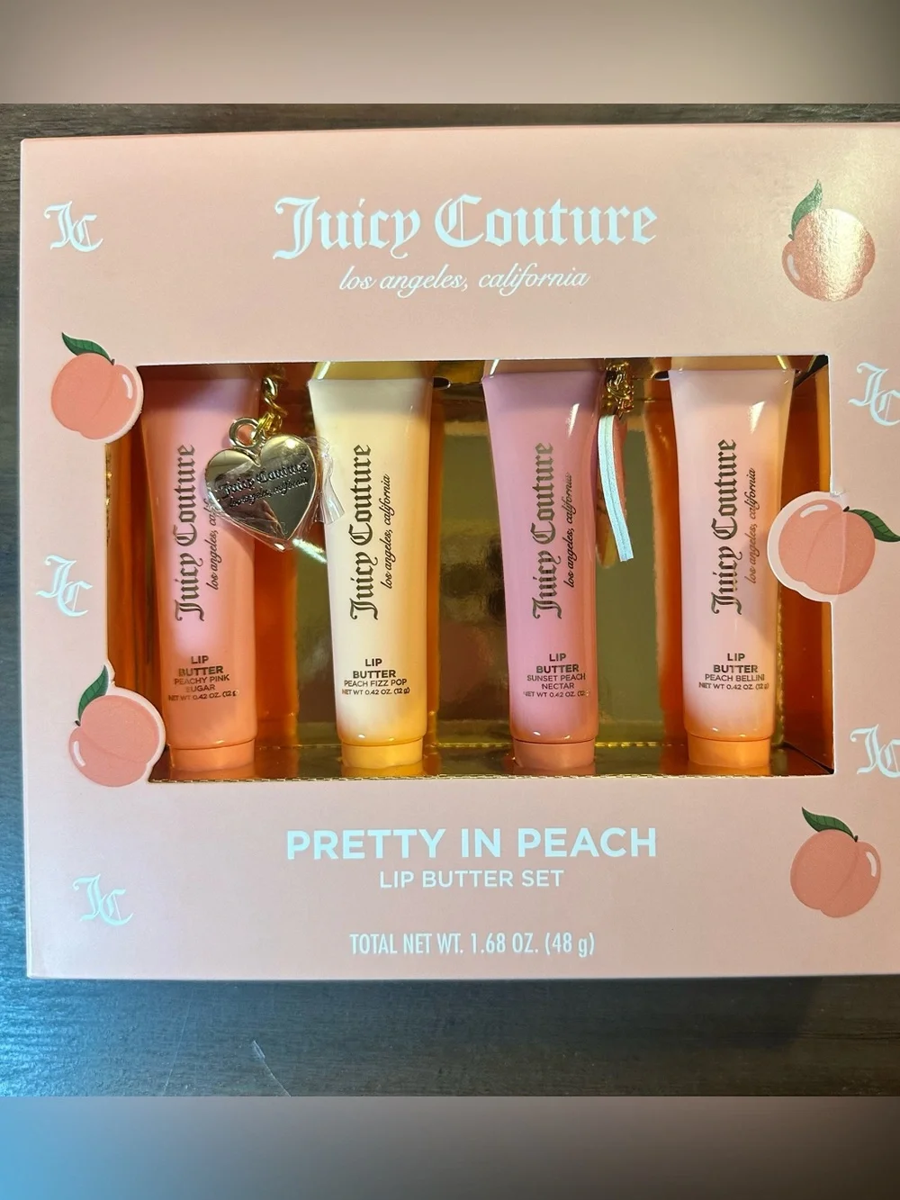 Juicy Couture Pretty in Peach 4 Pc Lip Butter Collection Gift Set New